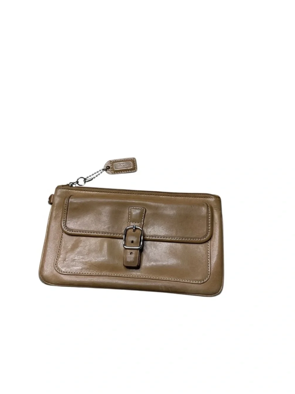 Coach Brown Leather Wristlet Clutch Wallet Small Zip Pouch
